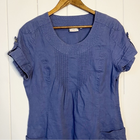 Pure Love by Jackpot 100% Organic Linen Periwinkle Dress. Size 38. - Picture 2 of 10